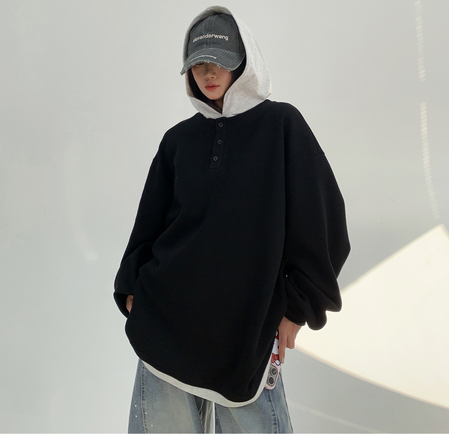 Two-Tone Layered Hoodie / OS10220
