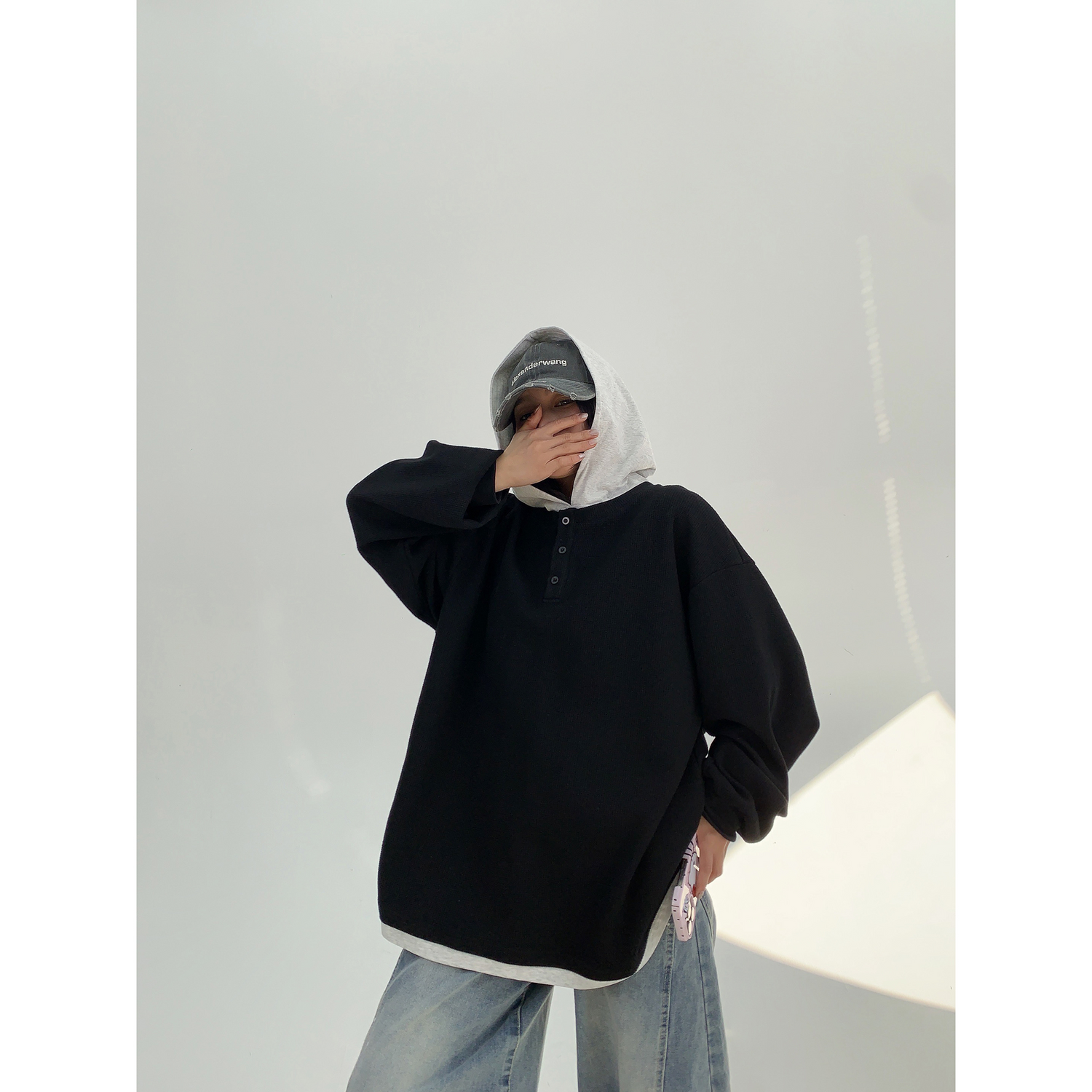 Two-Tone Layered Hoodie / OS10220