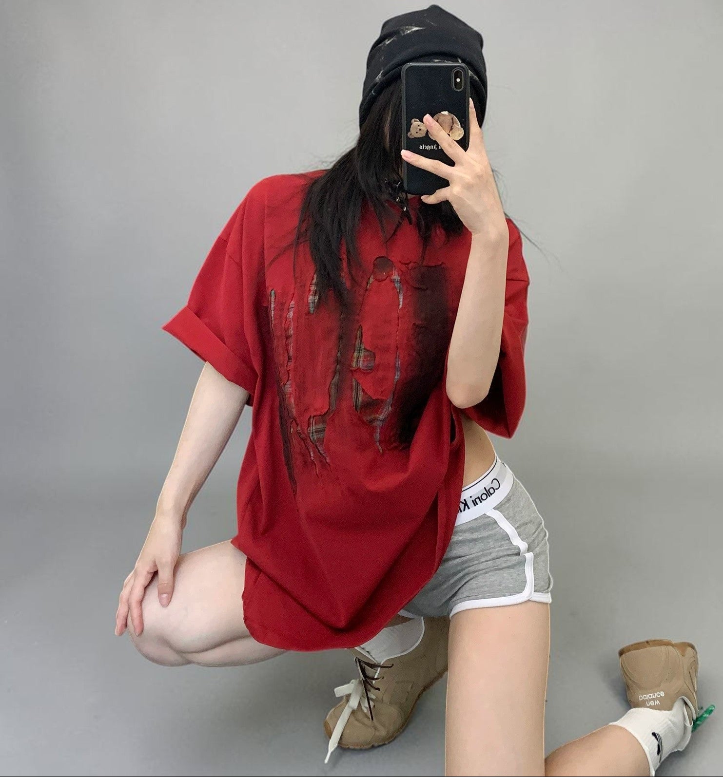Damaged Plaid S-Tee　OS10572