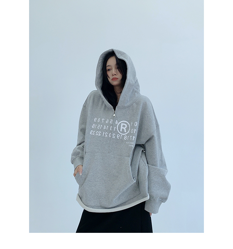 Half Zip Print Hoodie / OS10272