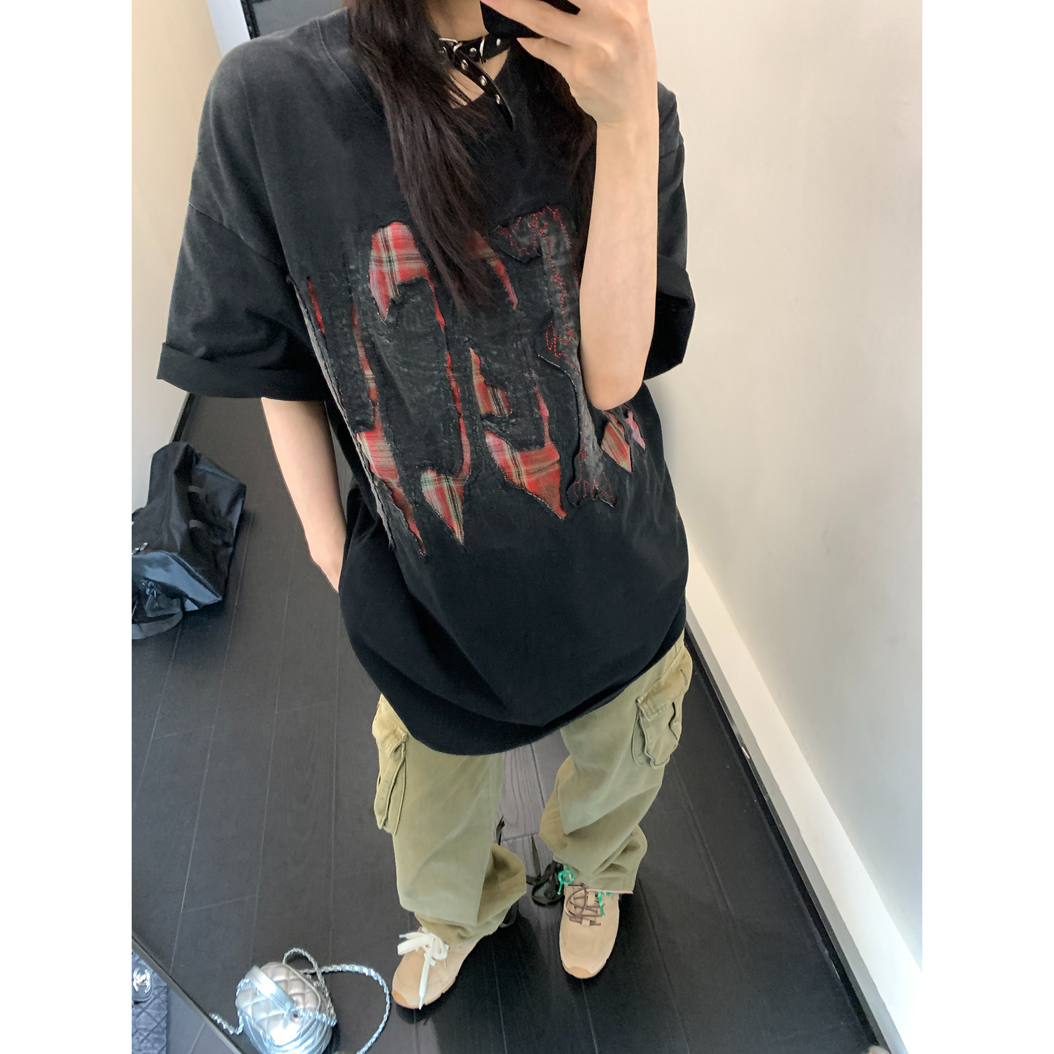 Damaged Plaid S-Tee　OS10572