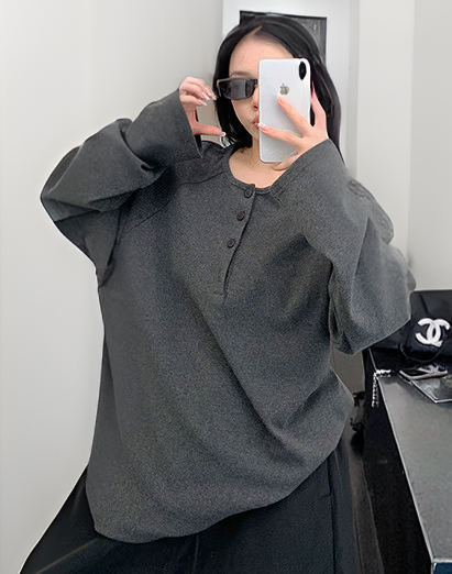 Henley Neck Rib Top / OS10378