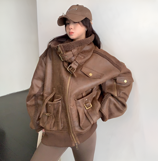 Leather Boa Jacket / OS10315