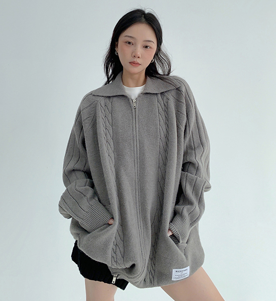 Cable Knit Zip Jacket / OS10287