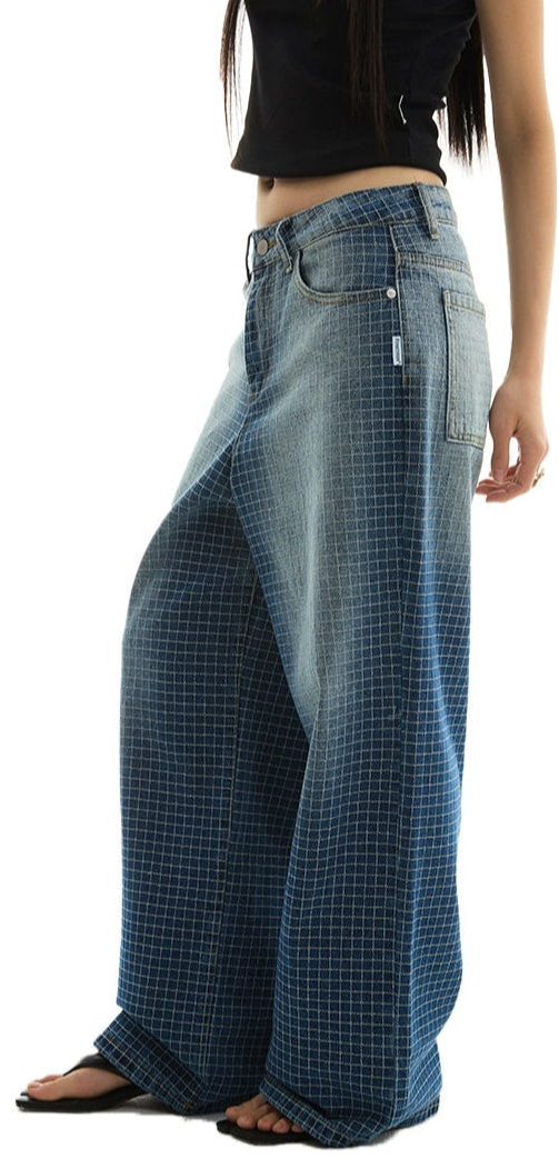 Gradient Plaid Jeans / FF10107