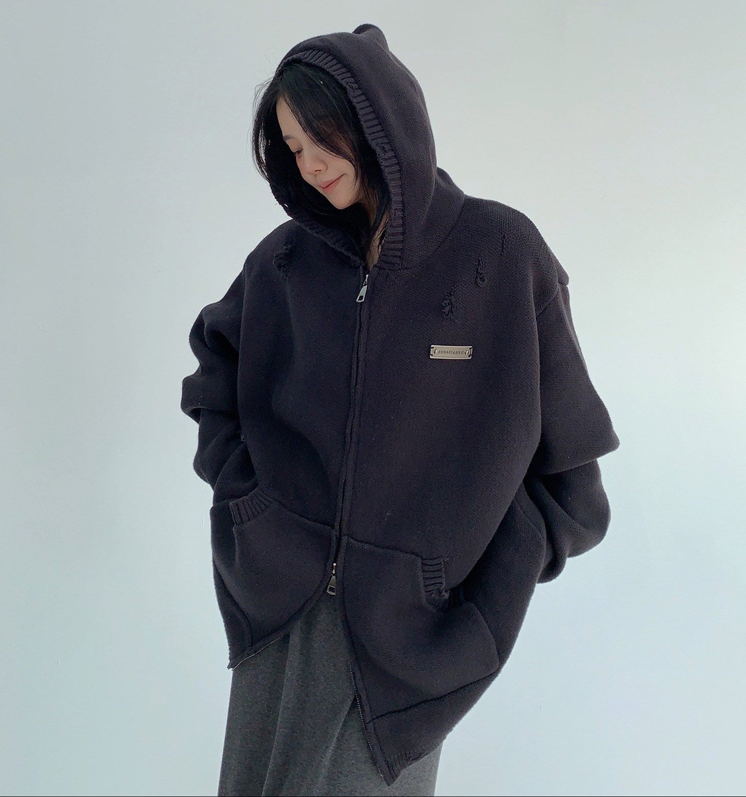 Damaged Knit Hoodie / OS10332