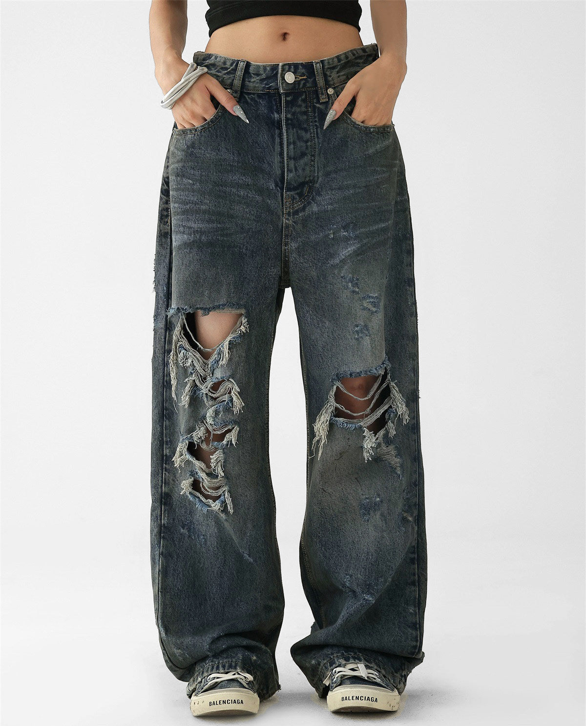 Ripped Wide Jeans　AS10533