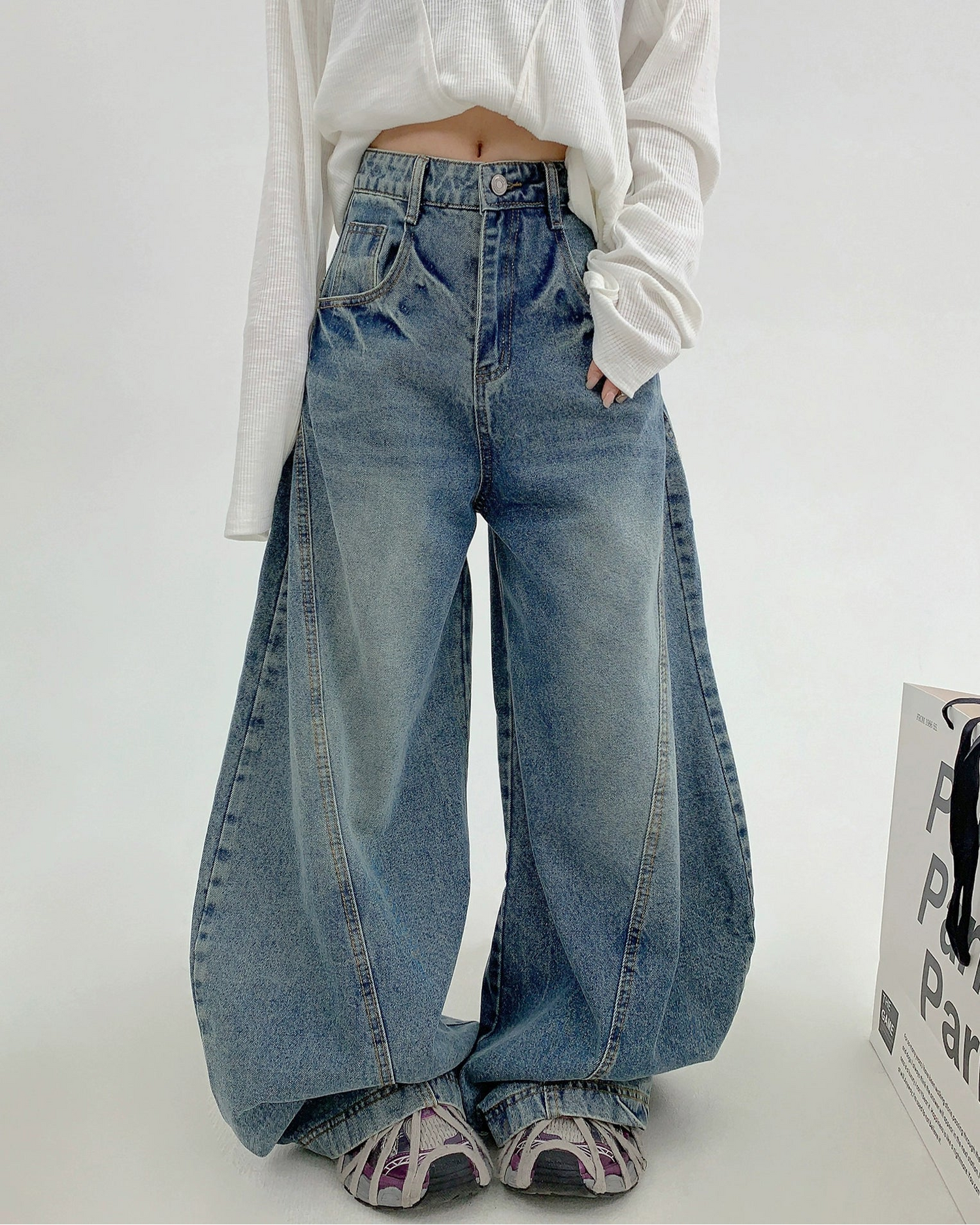 Wide Leg Balloon Jeans / OS10221