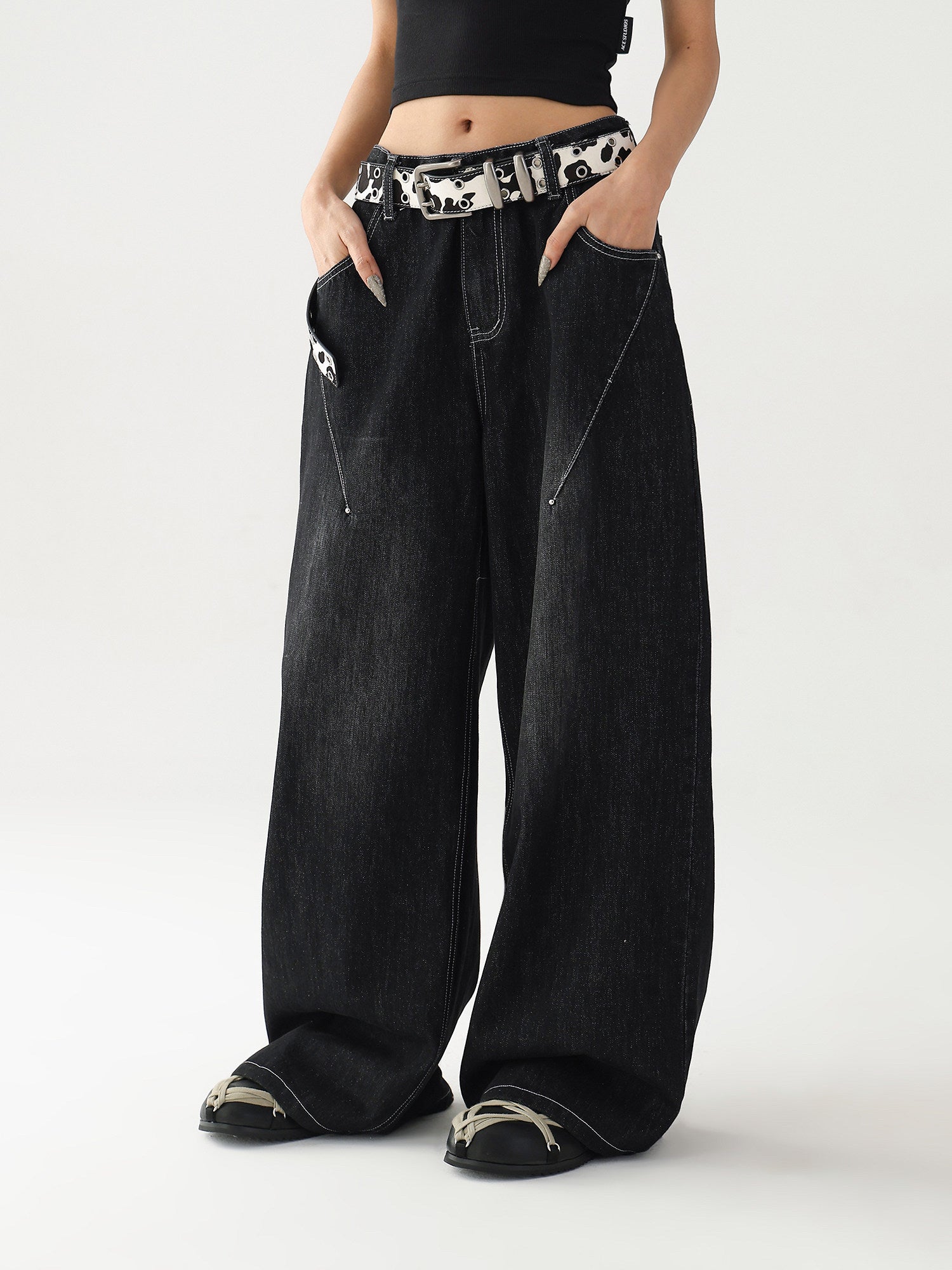 Stitched Wide Jeans　AS10535