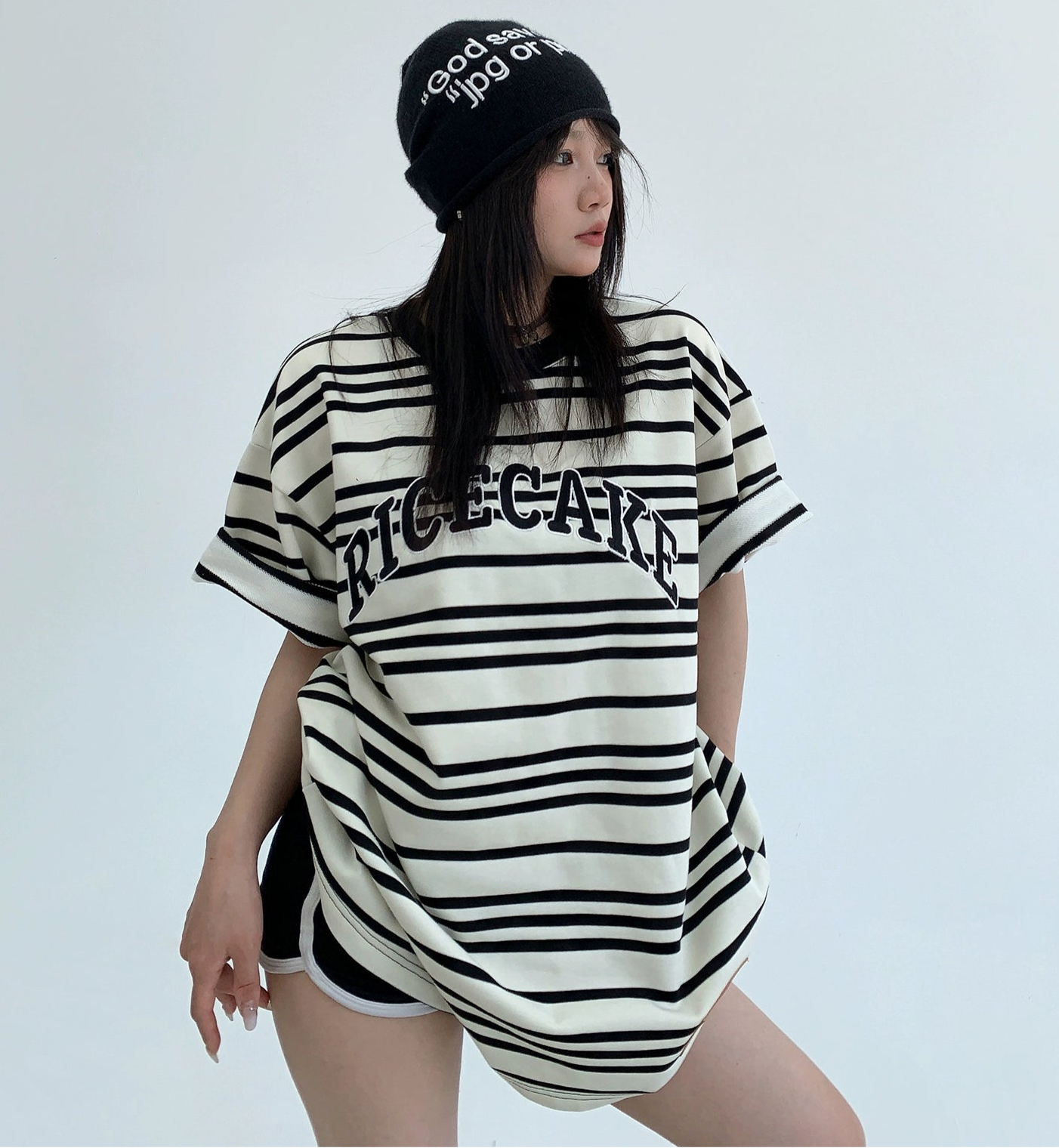Embroidered Striped S-Tee / OS10089