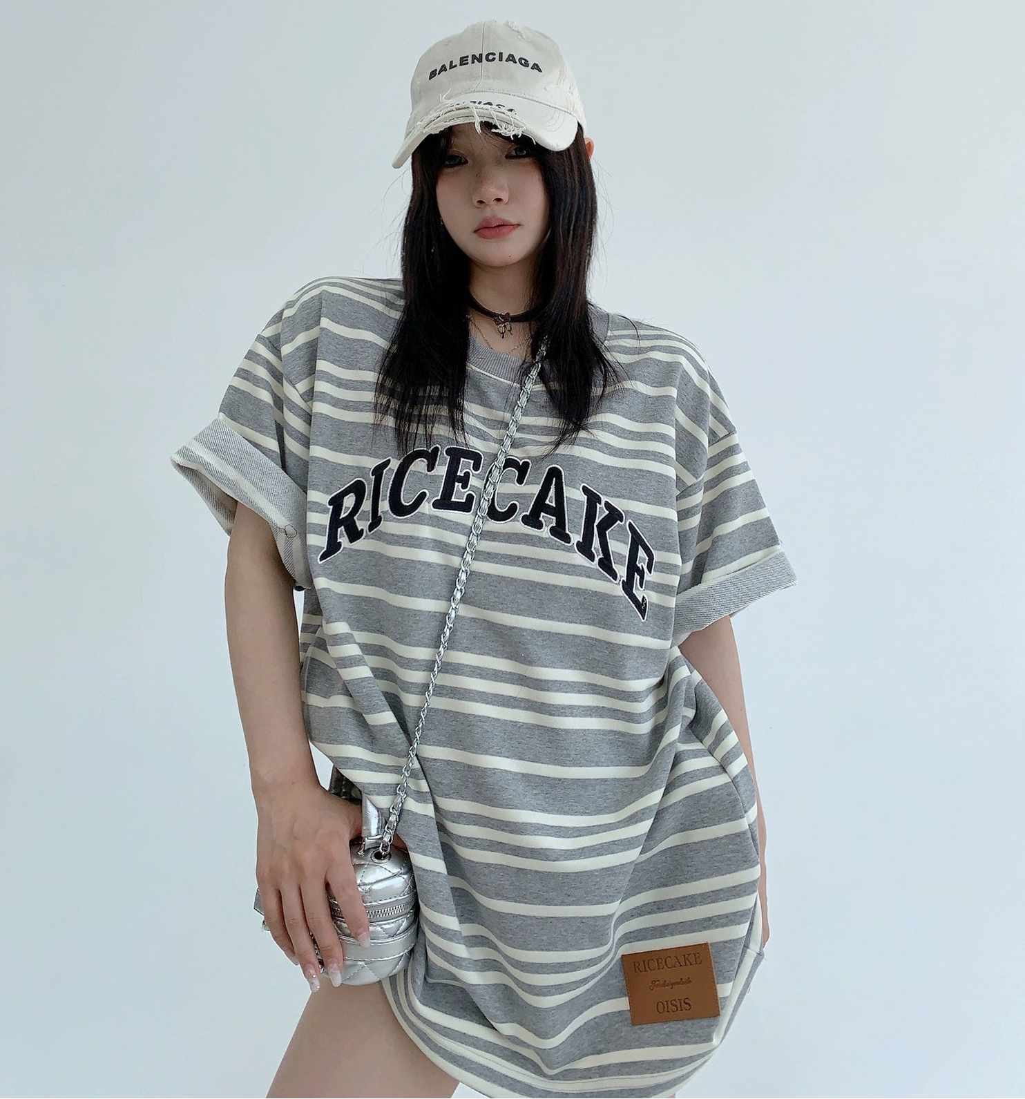 Embroidered Striped S-Tee / OS10089