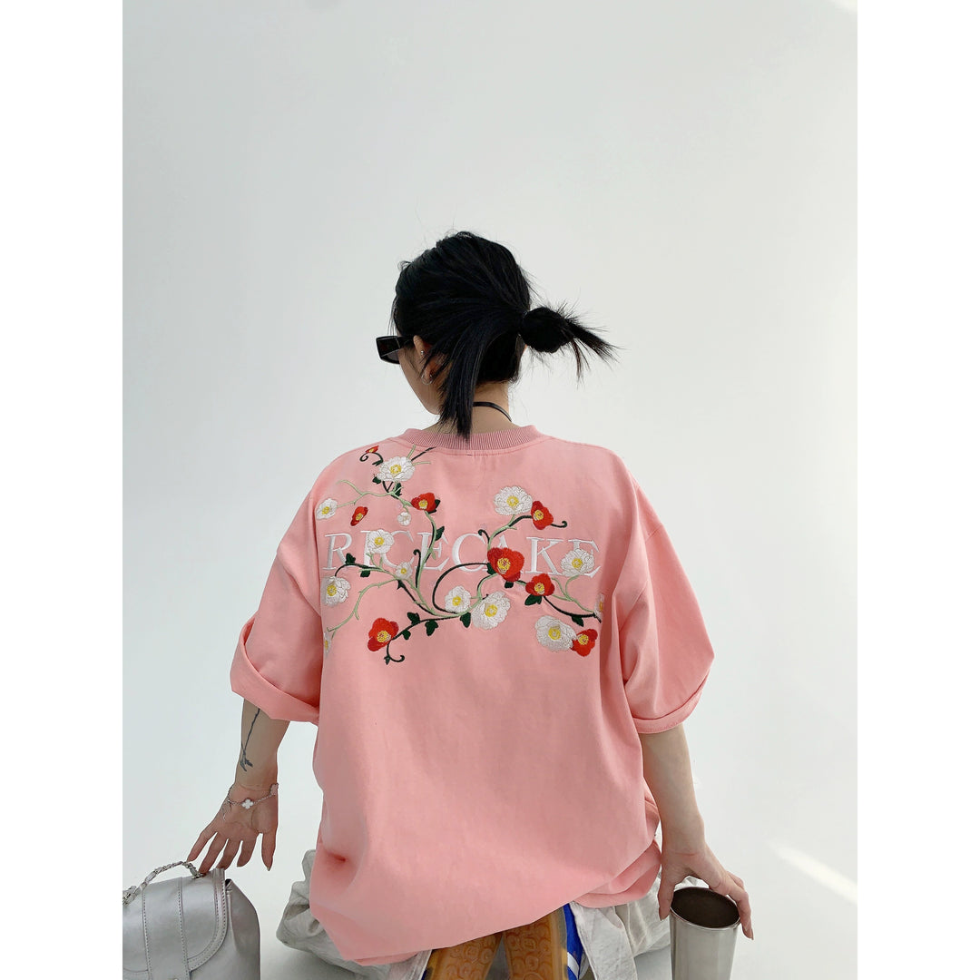 Flower Embroidered S-Tee / OS10011