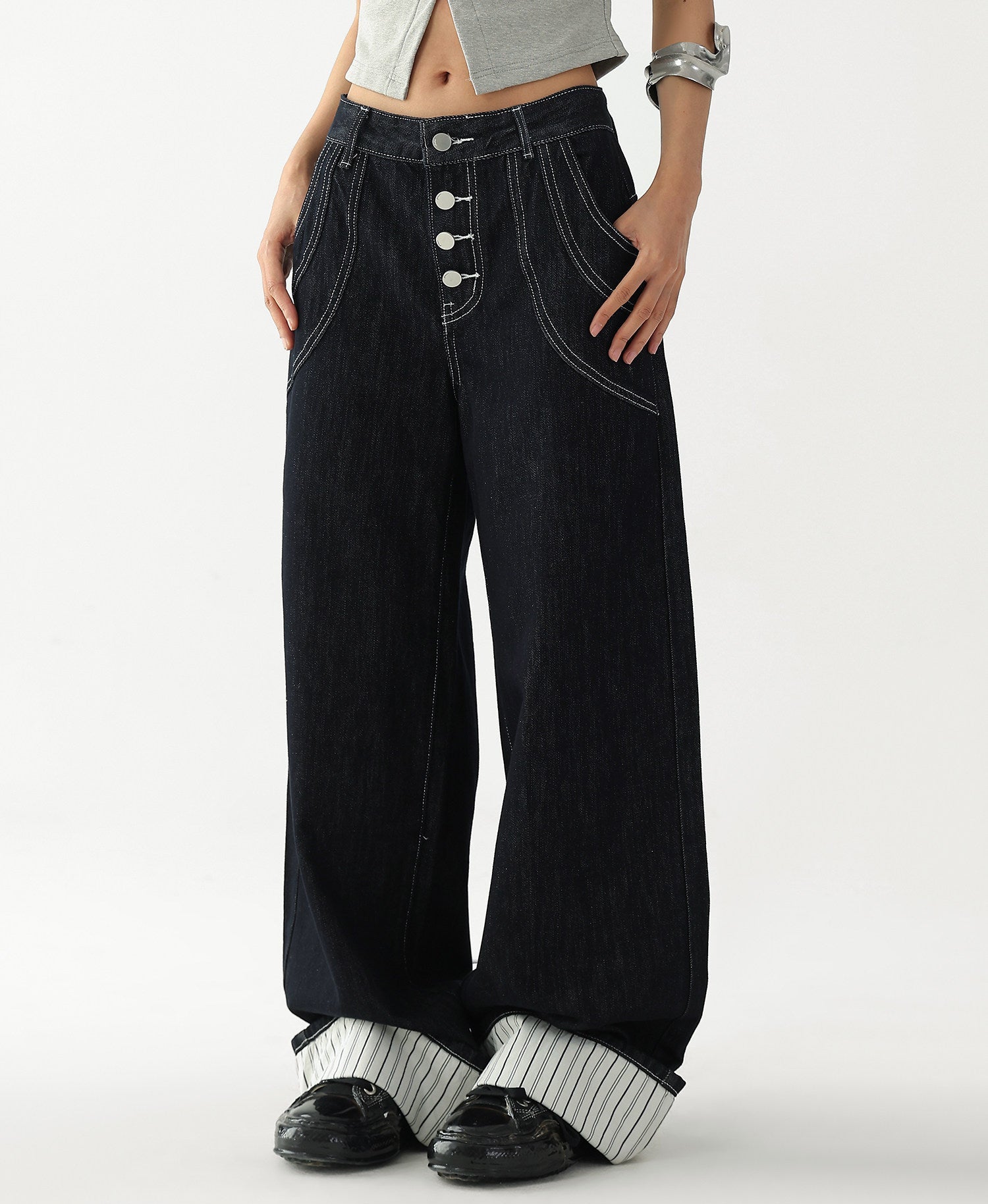 Cuffed Wide Jeans　AS10541