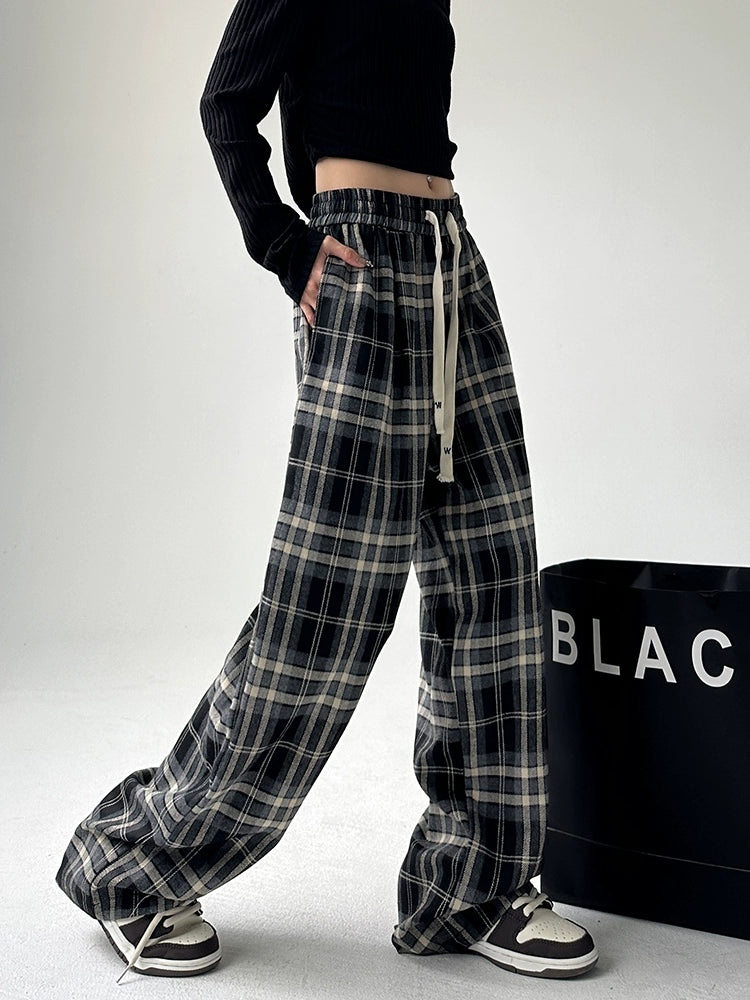 Plaid Wide-Leg Pants / MY10192