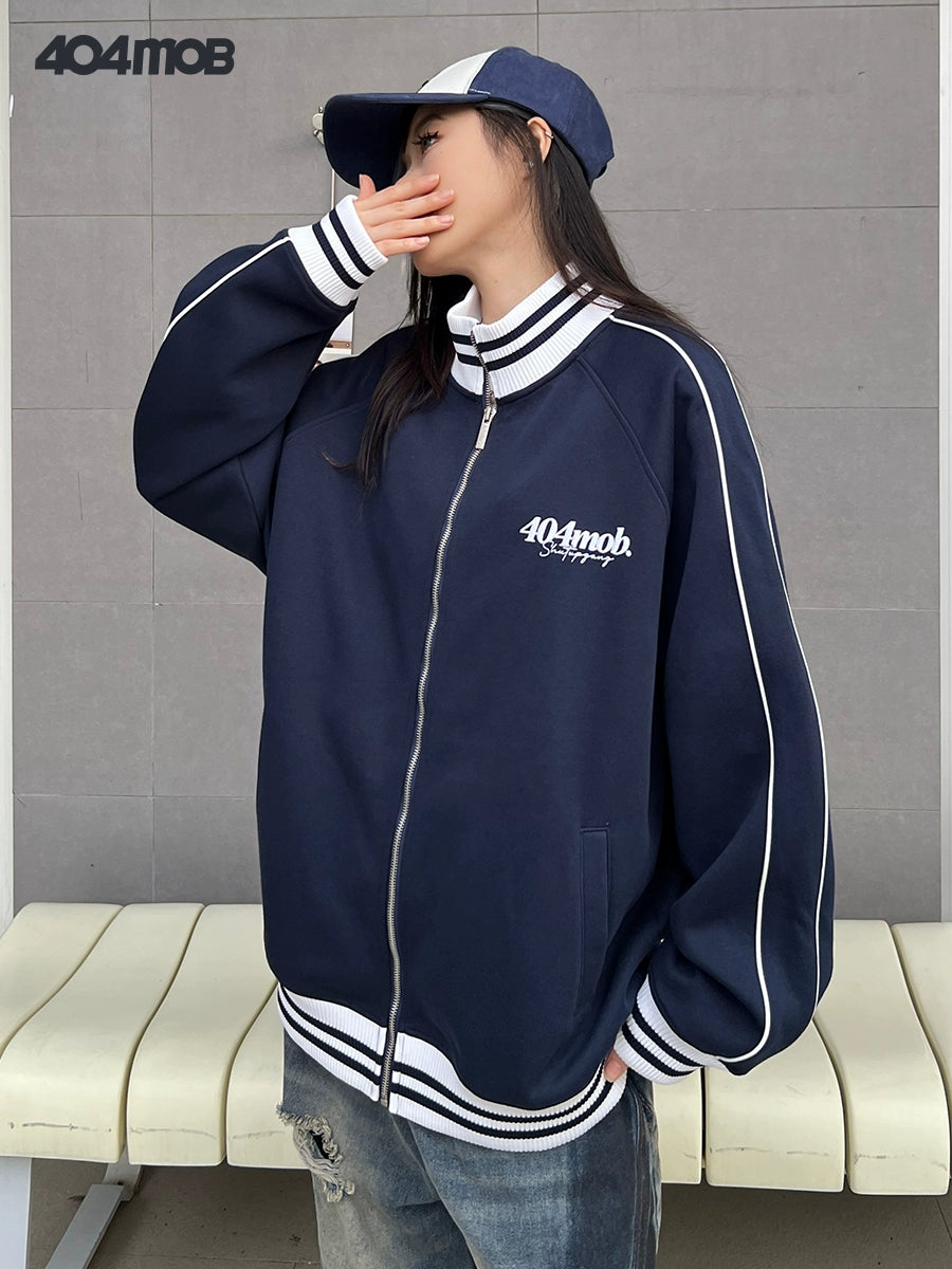 Striped Stand-neck Blouson  / MG10147