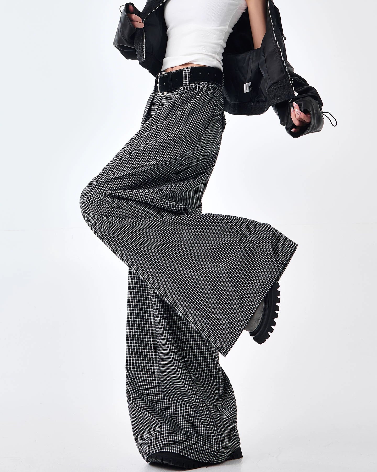 Plaid Wide-Leg Pants / KS10159