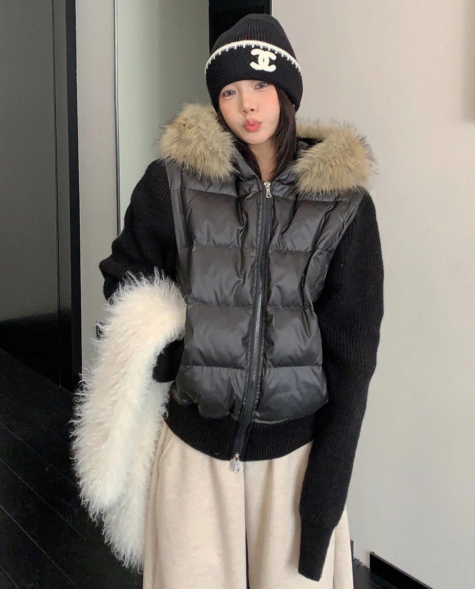 Fur Collar Puff Vest / OS10412