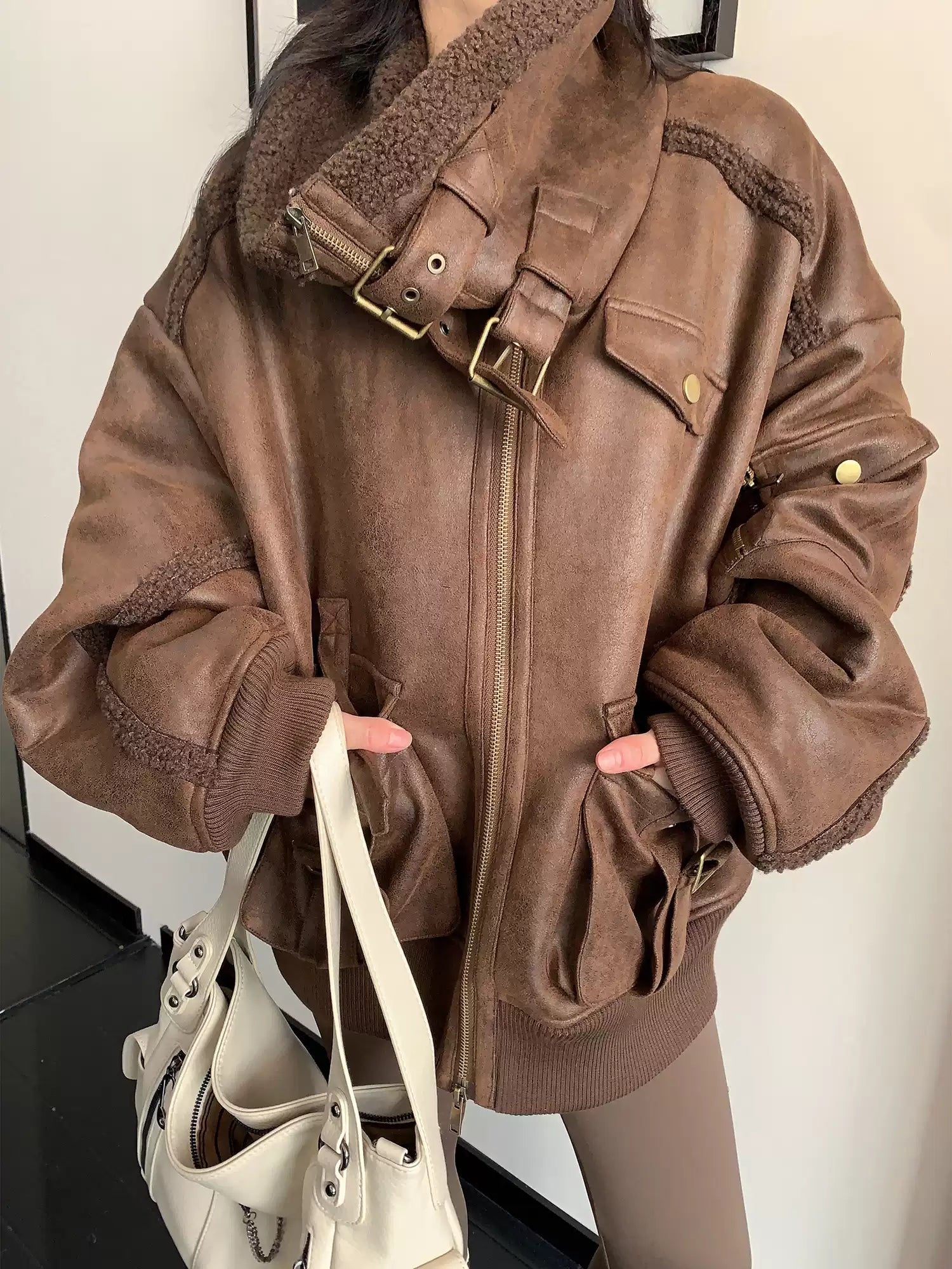 Leather Boa Jacket / OS10315