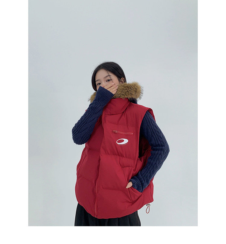 Fur Hood Puffer Vest / OS10350