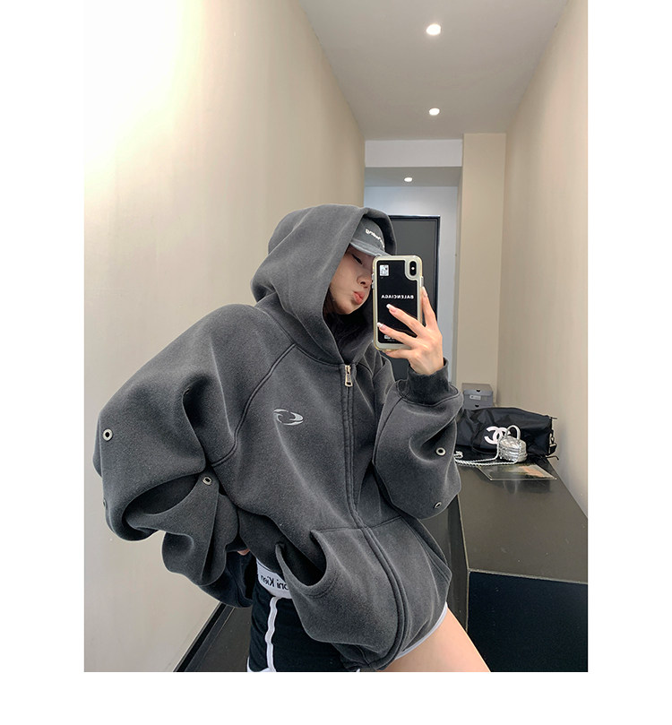 Eyelet Zip Hoodie / OS10373